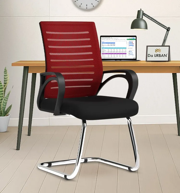 Da URBAN® Tulip Mid Back Mesh Visitor Chair | Heavy Duty Metal Frame | Office Visitor/Study/Waiting Room Sitting Chair| Professional Look Ergonomic Chair (Black) (1 pc)