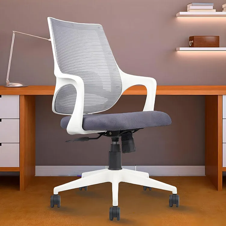 MRC Mono Ergonomic Office Chair (Mid-Back) Breathable Mesh with Lumbar Support (Grey & White)