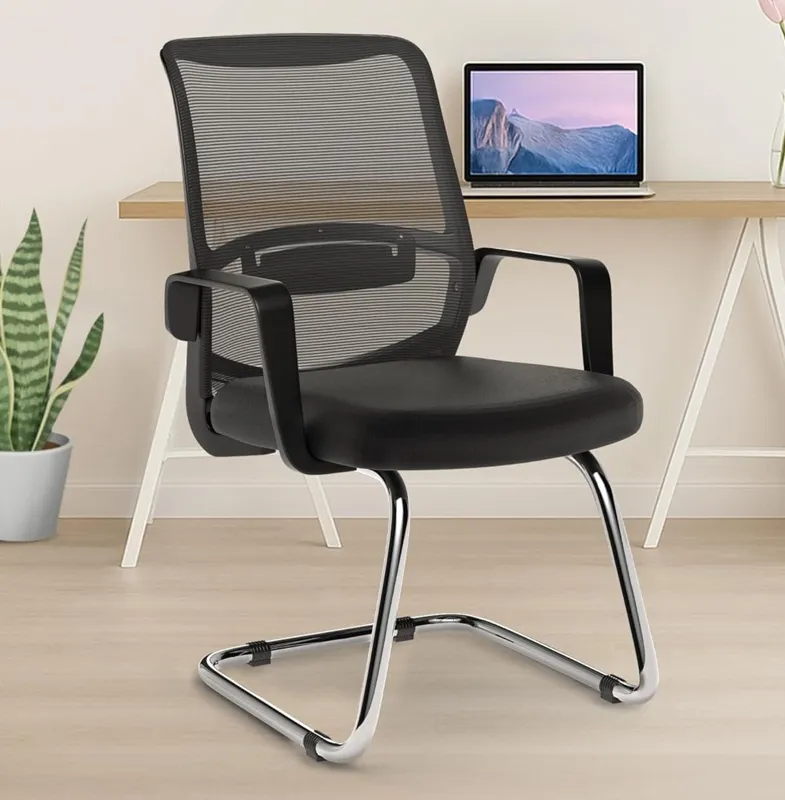 Da URBAN Dysen Mid Back Mesh Visitor Chair | Heavy Duty Metal Frame (Grey)