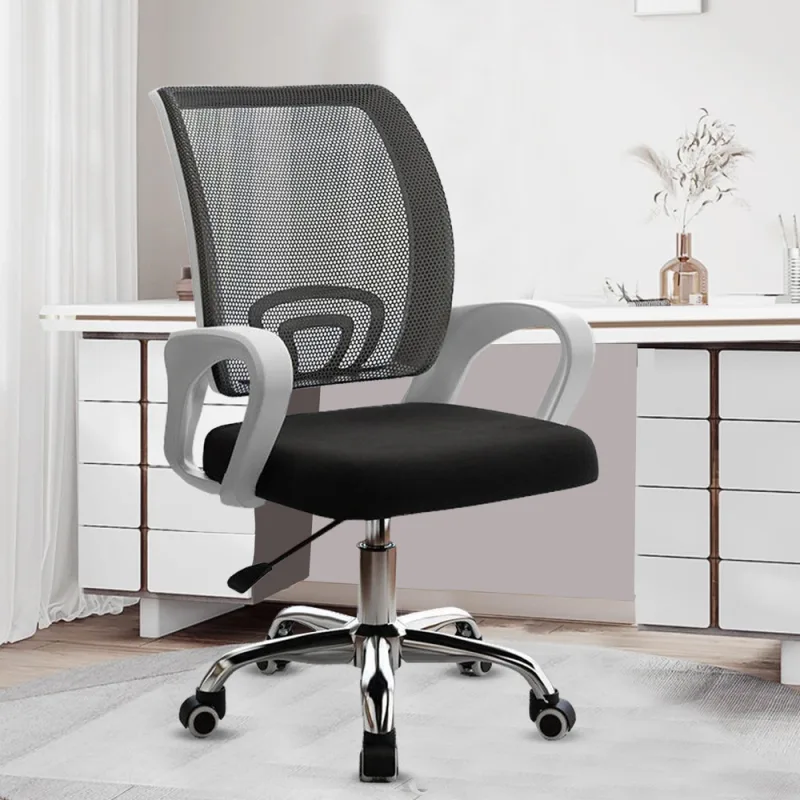 Casa Copenhagen Mesh Mid Back Office/Study/Computer/Revolving/Desk Chair for Work from Home -Metal Base, Height Adjustable Seat- Black & Black Handle