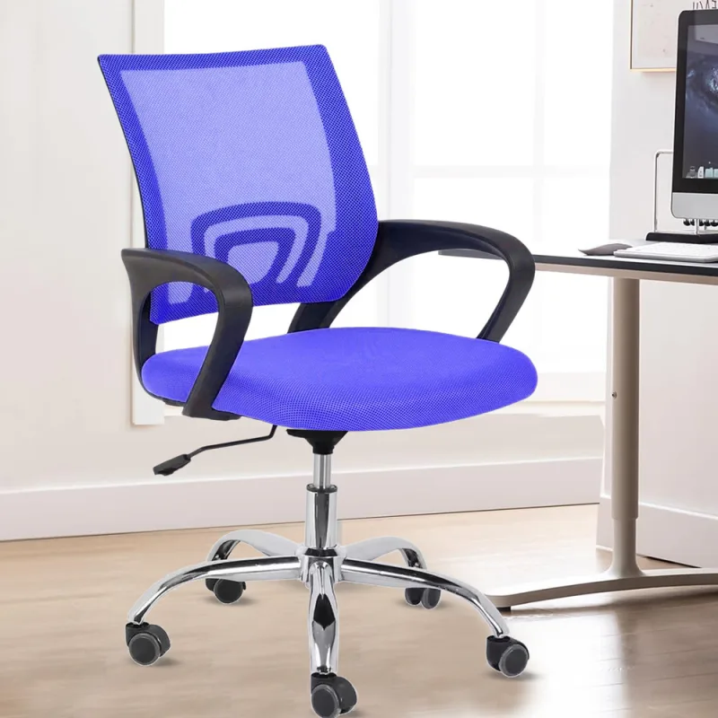 Casa Copenhagen Mesh Mid Back Office/Study/Computer/Revolving/Desk Chair for Work from Home - Metal Base, Height Adjustable Seat - Ash Grey & White Handle