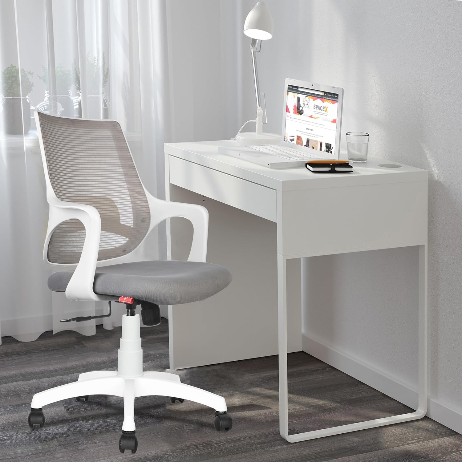Rose Mono Ergonomic Office Chair | Built-in Lumbar Support | Tilt Mechanism | BIFMA Certified | 3-Year Warranty (White & Grey)