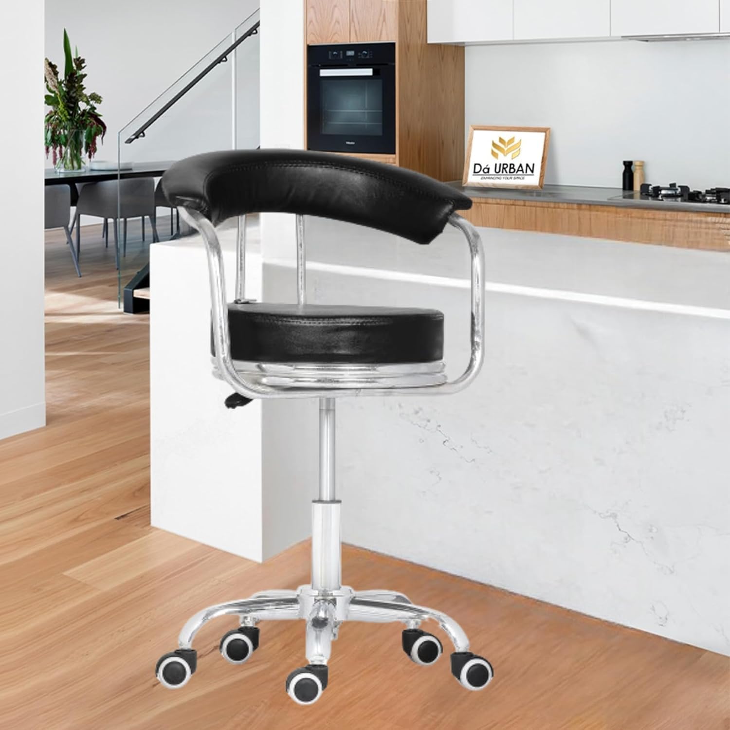 Da URBAN Classic Height Adjustable & Revolving Kids Chair with Wheels (Black)