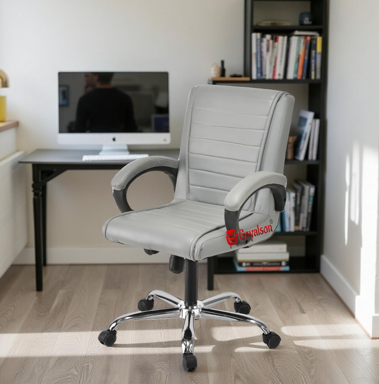 GOYALSON Ergonomic Revolving Office Chair | Adjustable Height | Swivel Design | Standard (Grey)