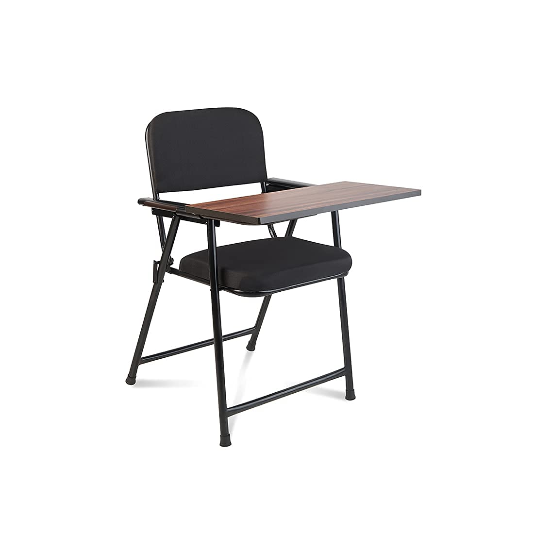 Mild Steel Folding Cushion Study Chair with Writing Pad | Space Saving and Adjustable | Desk Chair | Compact Design for All Ages (Black)