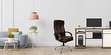 MA STUFF High-Back Imported Leather Ergonomic Chair | Advanced Mechanism | Armrest | Lumbar Support (Brown)